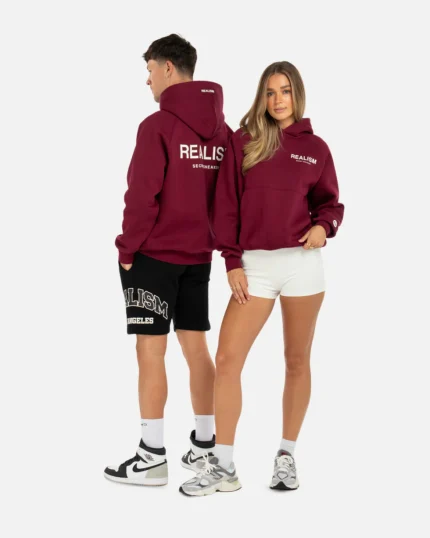 SSS REALISM BACK LOGO CARMINE RED HOODIE