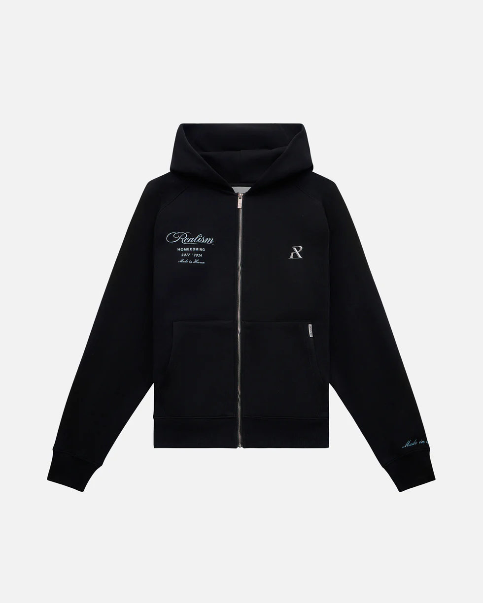 SSS REALISM HALO ZIP BLACK HOODIE SSS REALISM HALO ZIP BLACK HOODIE