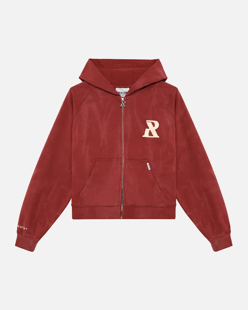 SSS REALISM LEGACY ZIP CARMINE HOODIE WASHED SSS REALISM LEGACY ZIP CARMINE HOODIE WASHED