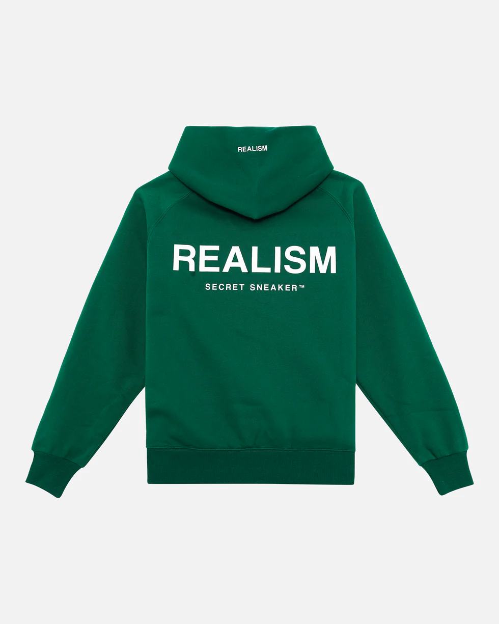 SSS REALISM BACK LOGO GREEN HOODIE PINE SSS REALISM BACK LOGO GREEN HOODIE PINE