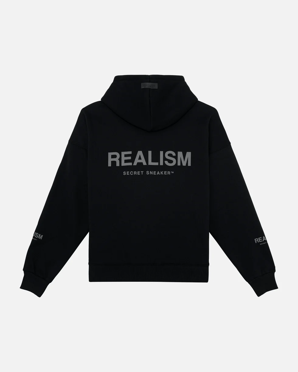 SSS REALISM COURT BOXY BLACK HOODIE SSS REALISM COURT BOXY BLACK HOODIE