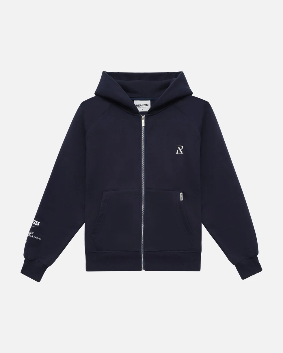 SSS REALISM RADIANT ROYAL NAVY ZIP HOODIE SSS REALISM RADIANT ROYAL NAVY ZIP HOODIE