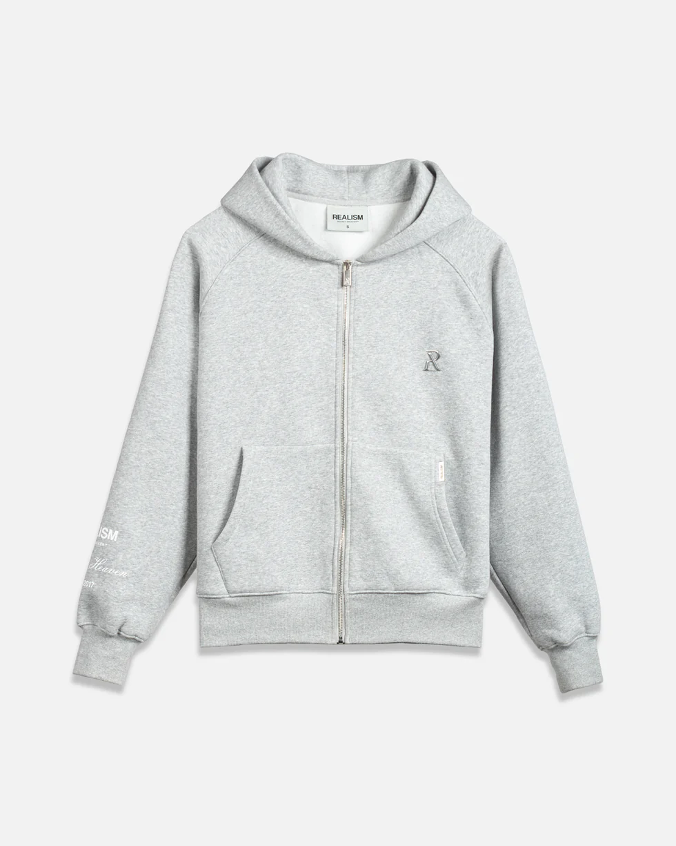 SSS REALISM RADIANT ZIP GREY MARLE HOODIE SSS REALISM RADIANT ZIP GREY MARLE HOODIE