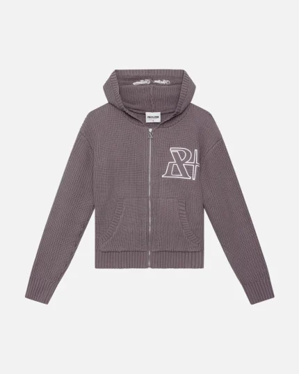 SSS REALISM VIVANT KNIT ZIP CHARCOAL HOODIE