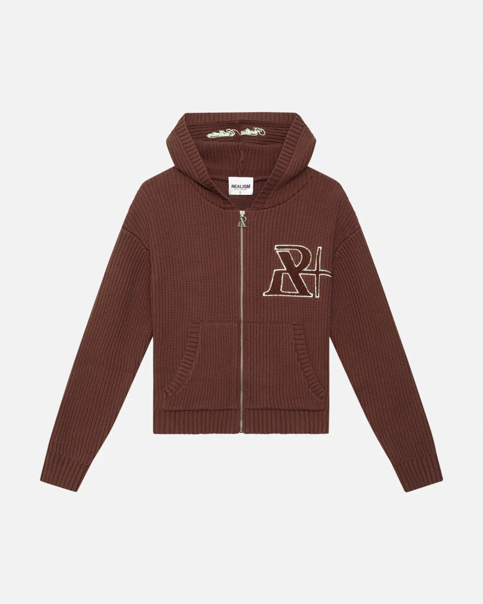 SSS REALISM VIVANT KNIT ZIP REDWOOD HOODIE SSS REALISM VIVANT KNIT ZIP REDWOOD HOODIE